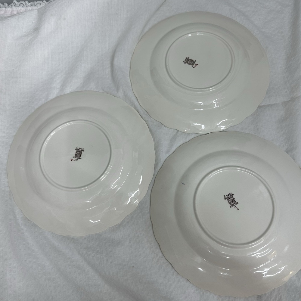 3 Copeland Spode Alden J Price Embossed Daisy Border Fruit Flower #9-11 Plates - Picture 13 of 15